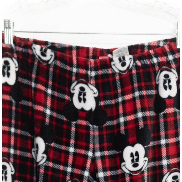 Disney Size M(8-10) Mickey Mouse Red Plaid Lounge Pajama Pants Soft Comfortable - Picture 2 of 8